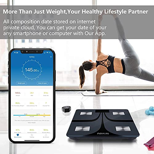 ABYON Bluetooth Smart Bathroom Scales for Body Weight Digital Body Fat Scale,...