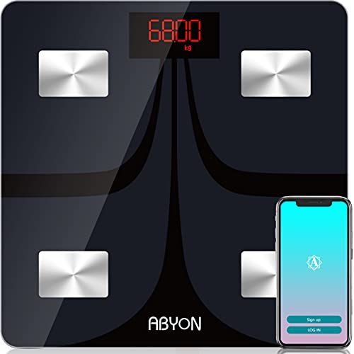 ABYON Bluetooth Smart Bathroom Scales for Body Weight Digital Body Fat Scale,...