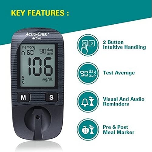 Accu-Chek Active Blood Glucose Meter Kit (Multicolor)( Vial of 10 strips free)