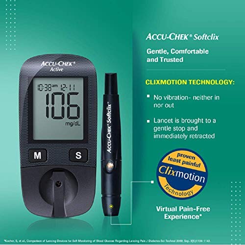 Accu-Chek Active Blood Glucose Meter Kit (Multicolor)( Vial of 10 strips free)