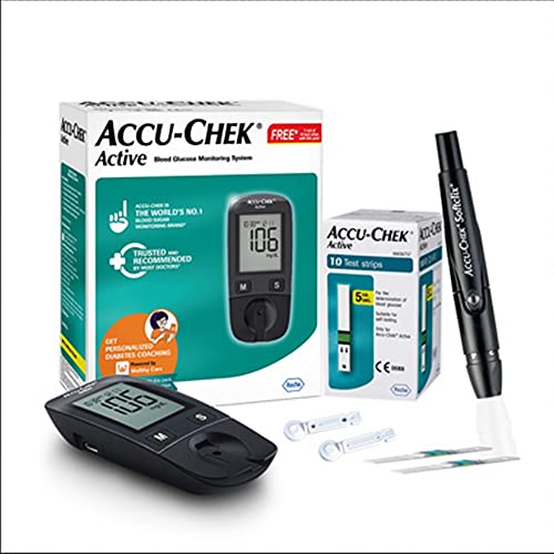 Accu-Chek Active Blood Glucose Meter Kit (Multicolor)( Vial of 10 strips free)