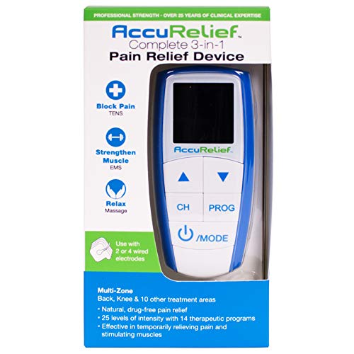 AccuRelief Complete 3-in-1 TENS Unit, EMS, Massager Device - Pain Relief Elec...