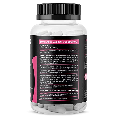 Boric Acid Suppositories Vaginal 600 mg pHresh - Promotes Healthy Vaginal pH ...