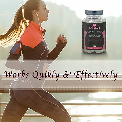 Boric Acid Suppositories Vaginal 600 mg pHresh - Promotes Healthy Vaginal pH ...