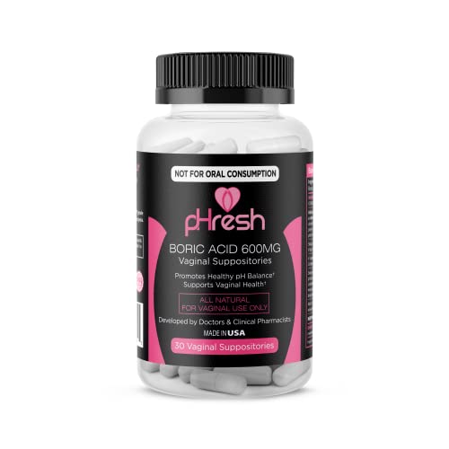 Boric Acid Suppositories Vaginal 600 mg pHresh - Promotes Healthy Vaginal pH ...