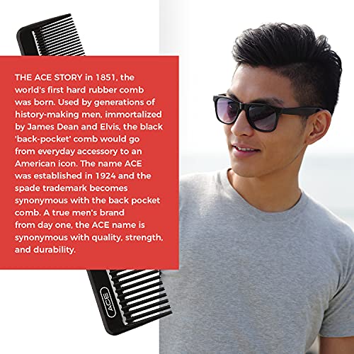 Ace Hair Dressing Comb - 7.5 Inch, Black - Great for All Hair Types - Fine Co...
