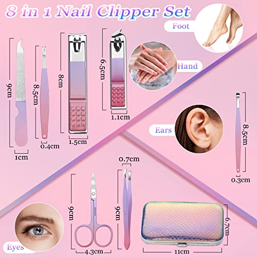 Nail Clippers Set, Manicure Set Professional Men Women Grooming Set 8 in 1 St...