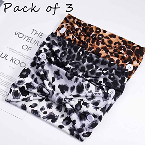 Aceorna Boho Button Headband Wide Knotted Hairbands Stretch Nurse Headbands W...