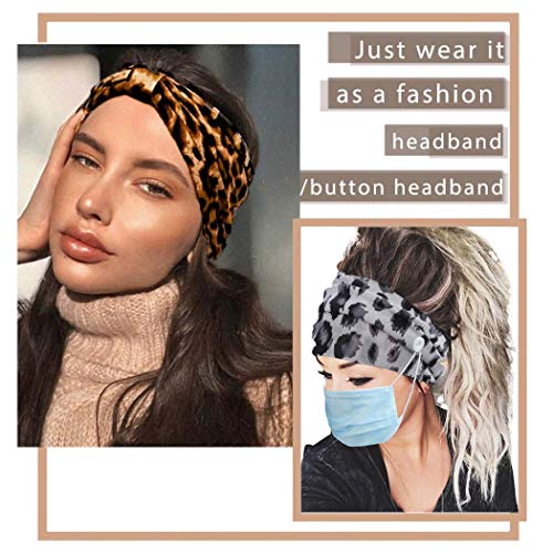 Aceorna Boho Button Headband Wide Knotted Hairbands Stretch Nurse Headbands W...