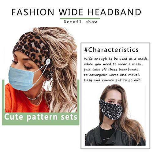 Aceorna Boho Button Headband Wide Knotted Hairbands Stretch Nurse Headbands W...