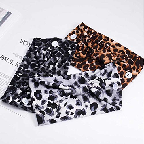 Aceorna Boho Button Headband Wide Knotted Hairbands Stretch Nurse Headbands W...