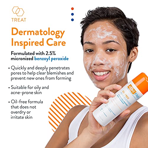 AcneFree Oil-Free Acne Cleanser Benzoyl Peroxide 2.5% Acne Face Wash, 8 Ounce...