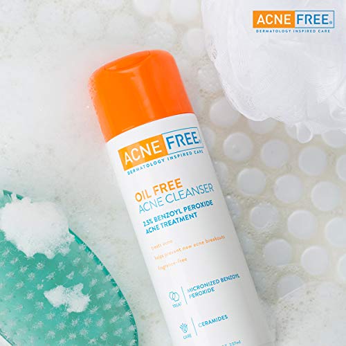 AcneFree Oil-Free Acne Cleanser Benzoyl Peroxide 2.5% Acne Face Wash, 8 Ounce...