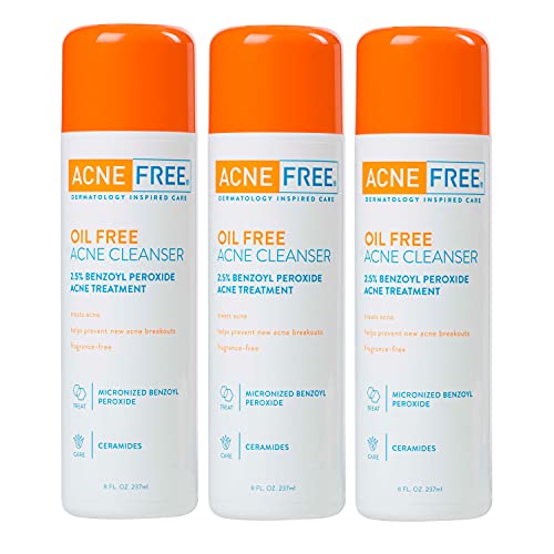 AcneFree Oil-Free Acne Cleanser Benzoyl Peroxide 2.5% Acne Face Wash, 8 Ounce...