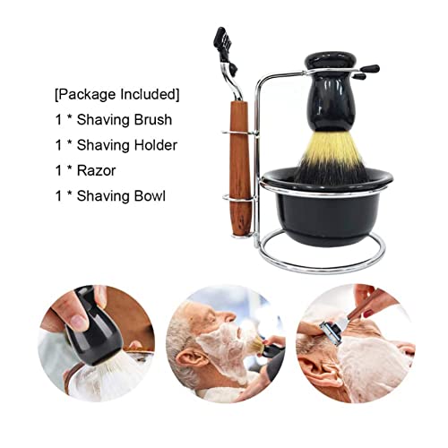 4Pcs Shaving Kit, Mens Shaving Brush Set for Men Gift, Includes Manual Razor ...