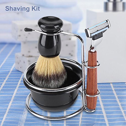 4Pcs Shaving Kit, Mens Shaving Brush Set for Men Gift, Includes Manual Razor ...