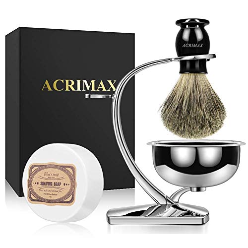 ACRIMAX Luxury Shaving Kit for Men, Badger Shaving Brush Set with Shave Soap,...