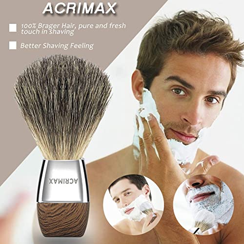 Premium Shaving Kit for Men, 4in1, ACRIMAX Badger Hair Shaving Brush Set, Lux...