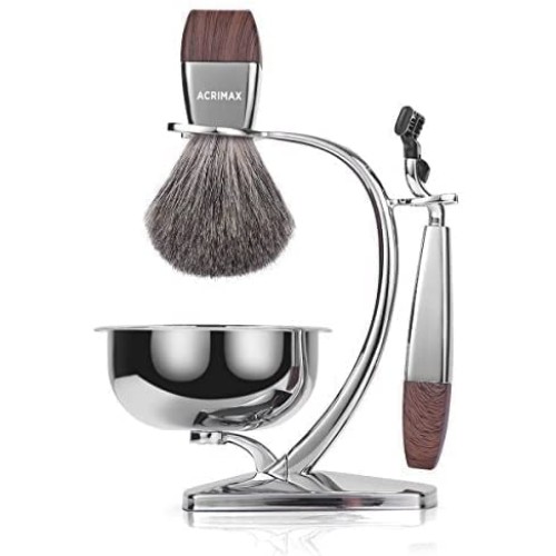 Premium Shaving Kit for Men, 4in1, ACRIMAX Badger Hair Shaving Brush Set, Lux...