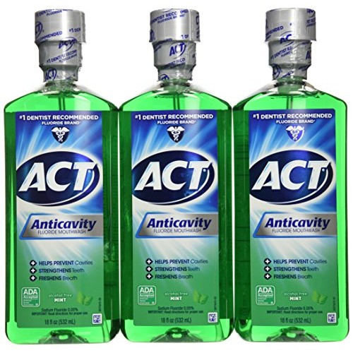 Act Anticavity Fluoride Mouthwash Mint 18 fl oz (Pack of 3)