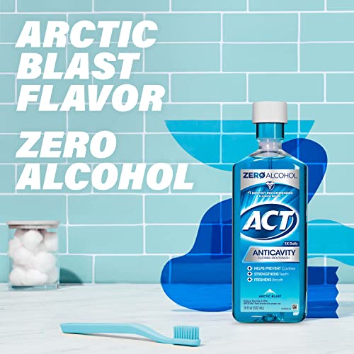 ACT Anticavity Zero Alcohol Fluoride Mouthwash 18 fl. oz., With Accurate Dosi...