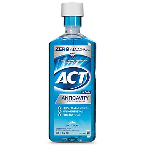 ACT Anticavity Zero Alcohol Fluoride Mouthwash 18 fl. oz., With Accurate Dosi...