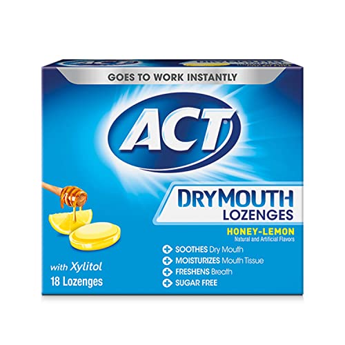 ACT Dry Mouth Lozenges With Xylitol, Sugar Free, Honey-Lemon, 18 Count