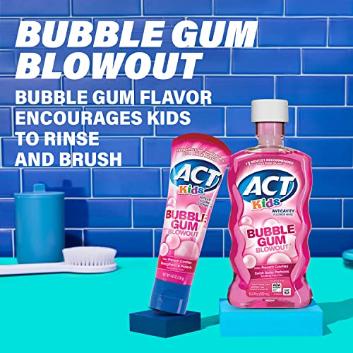 ACT Kids Anticavity Fluoride Rinse Bubble Gum Blowout 16.9 fl. oz. Accurate D...