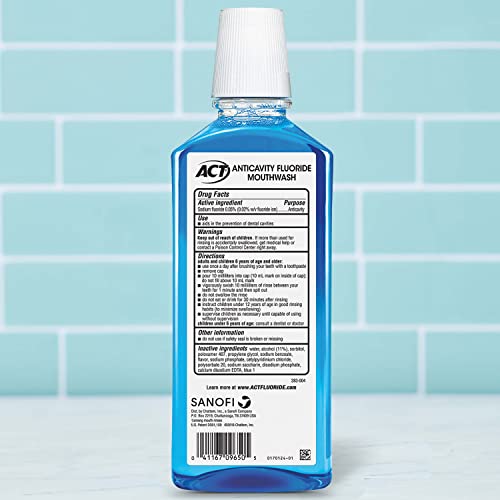 ACT Total Care Anticavity Fluoride Mouthwash, Kills Bad Breath Germs, Icy Cle...