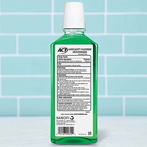 ACT Total Care Zero Alcohol Anticavity Fluoride Mouthwash 18 fl. oz. Kills Ba...