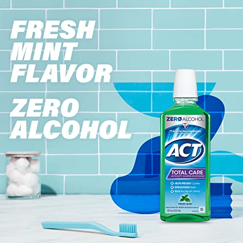 ACT Total Care Zero Alcohol Anticavity Fluoride Mouthwash 18 fl. oz. Kills Ba...