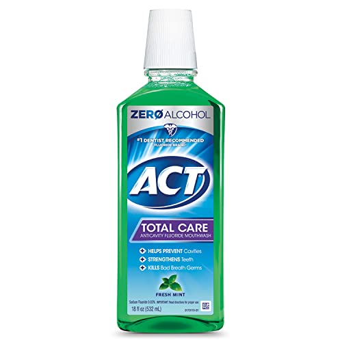 ACT Total Care Zero Alcohol Anticavity Fluoride Mouthwash 18 fl. oz. Kills Ba...