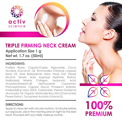 Retinol Neck Firming Cream - Natural Anti-Aging Facial Moisturizer with Colla...