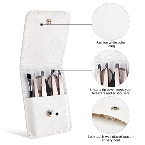 Eyebrow Tweezers Set Pack of 6 Stainless Steel for Women Scissors Brush Preci...