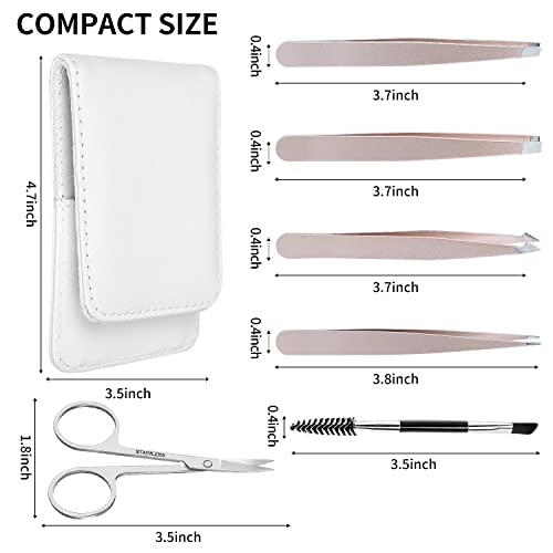 Eyebrow Tweezers Set Pack of 6 Stainless Steel for Women Scissors Brush Preci...
