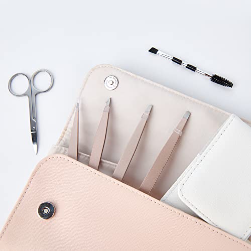 Eyebrow Tweezers Set Pack of 6 Stainless Steel for Women Scissors Brush Preci...