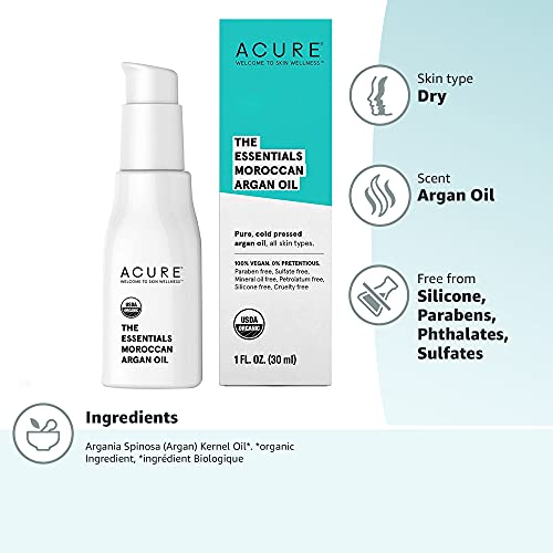 Acure The Essentials Moroccan Argan Oil | 100% Vegan | Versatile - For Any Sk...
