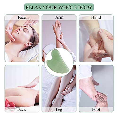 Gua Sha Facial Tool, Natural Jade Guasha Board, Beauty Gua Sha Scraping Massa...