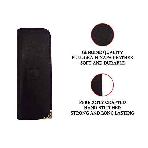 Adamis Full Grain Genuine Leather Spectacles Case Soft Pouch for Men and Wome...