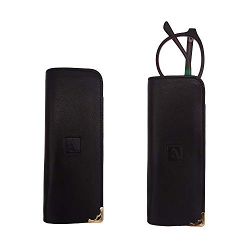 Adamis Full Grain Genuine Leather Spectacles Case Soft Pouch for Men and Wome...