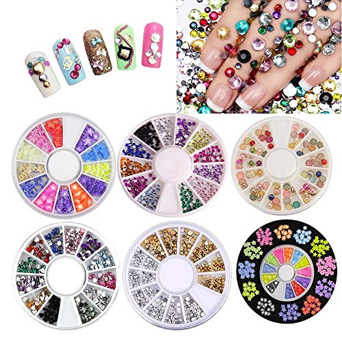 DIY Glitter Nail Rhinestones Decorations Dotting Tool Water Transfer Sticker ...