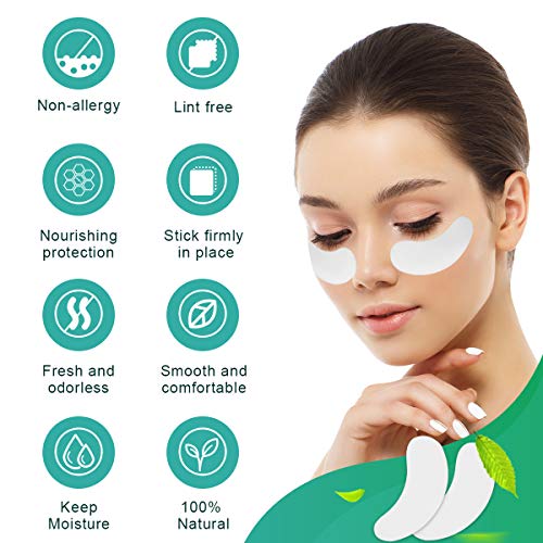 Adecco LLC Eyepads Eyelash Extensions Lint Free, 100 Pairs Set Eye Pads for L...