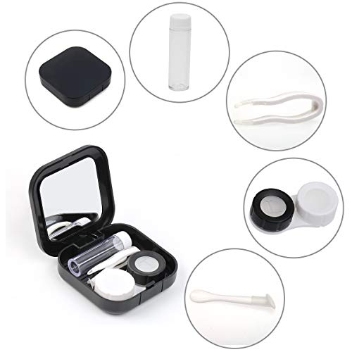 Adecco LLC Portable Contact Lens Case Travel Kit Mirror +bottle + tweezers Co...