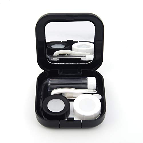 Adecco LLC Portable Contact Lens Case Travel Kit Mirror +bottle + tweezers Co...