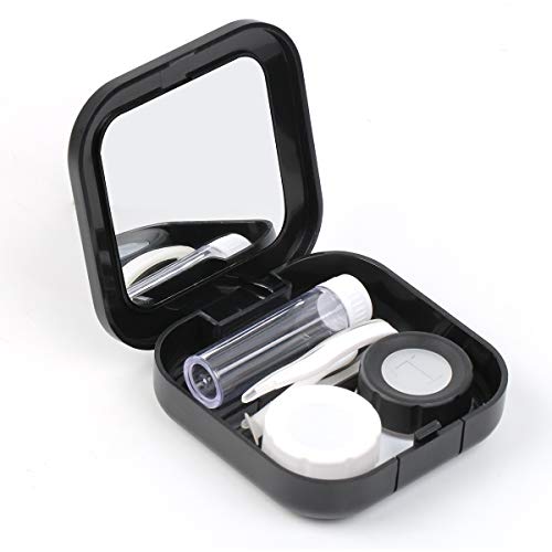 Adecco LLC Portable Contact Lens Case Travel Kit Mirror +bottle + tweezers Co...