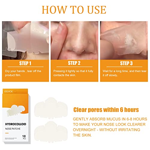 10 Pcs Mighty Nose Patch, Hydrocolloid Patches for Nose Pores Pimples Zits an...