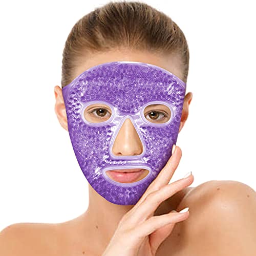 Adofect Reusable Ice Face Mask Hot and Cold Gel Bead Full Facial Mask Gel The...