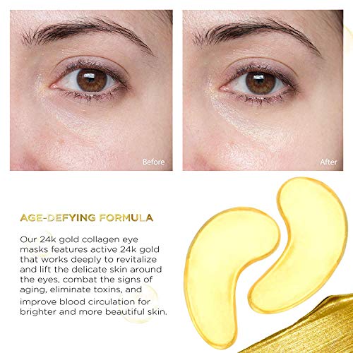Under Eye Patches 24k Gold Under Eye Mask Puffy Eyes and Dark Circles Treatme...