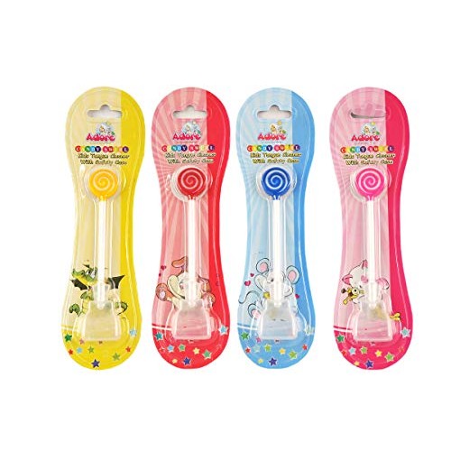 Adore 5Pcs Baby Kids Tongue Scraper Cleaner Brush with Cover, Multi-color Ton...
