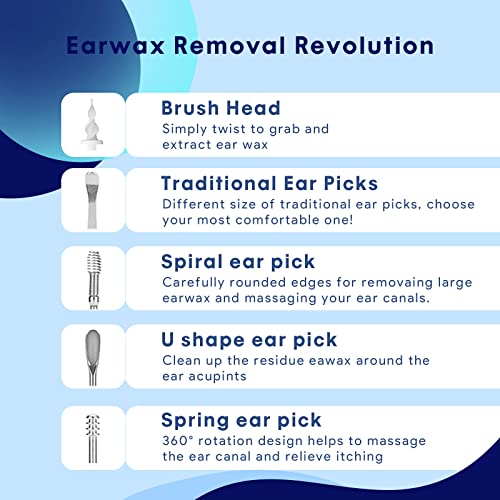 Ear Wax Removal Tool, 16 Pcs Silicone Ear Cleaner with Extra 6 Ear Picks, Reu...